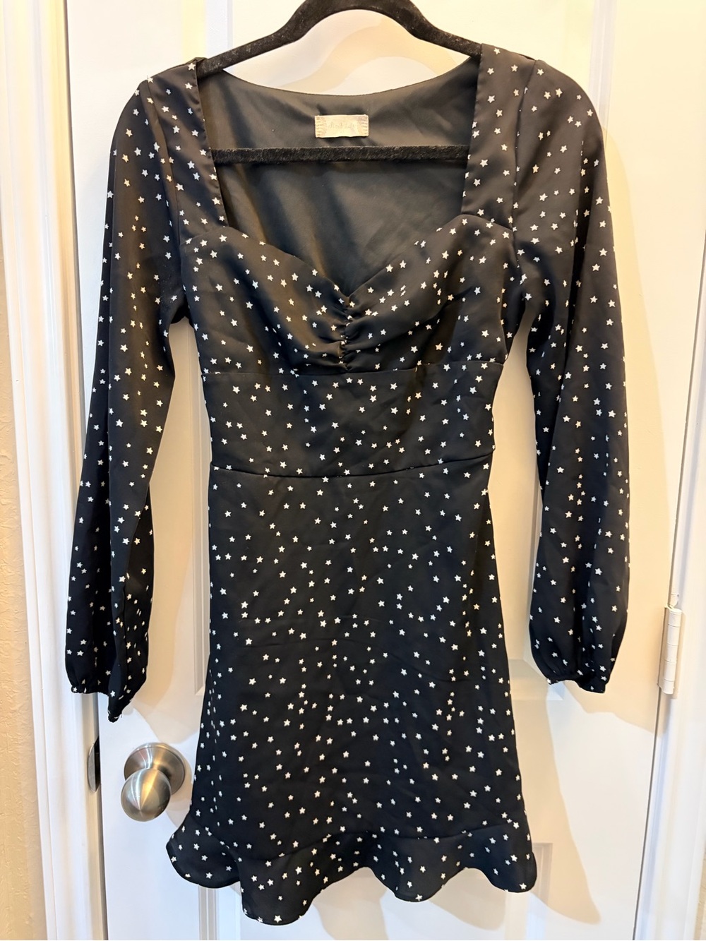 Altar'd State Black Star-Print Long Sleeve Mini Dress